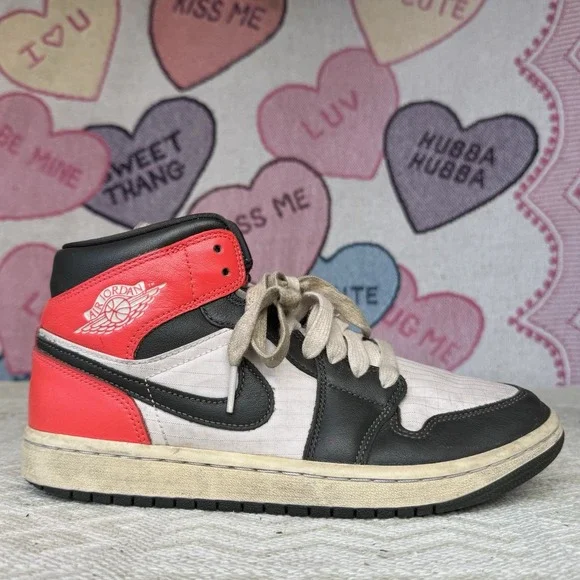 Jordan Women’s Athletic High-Top Sneakers in Black, White & Red - Picture 2 of 10